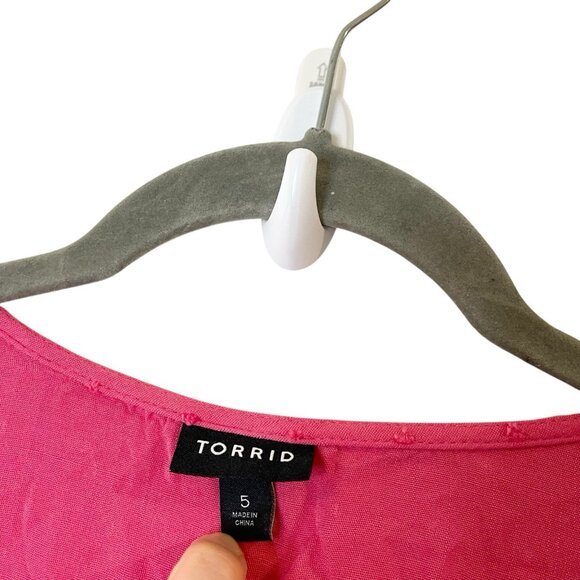 Torrid Women Pink Midi Swiss Rayon Surplice Dress V-Neck Plus Size 5X - Picture 6 of 8